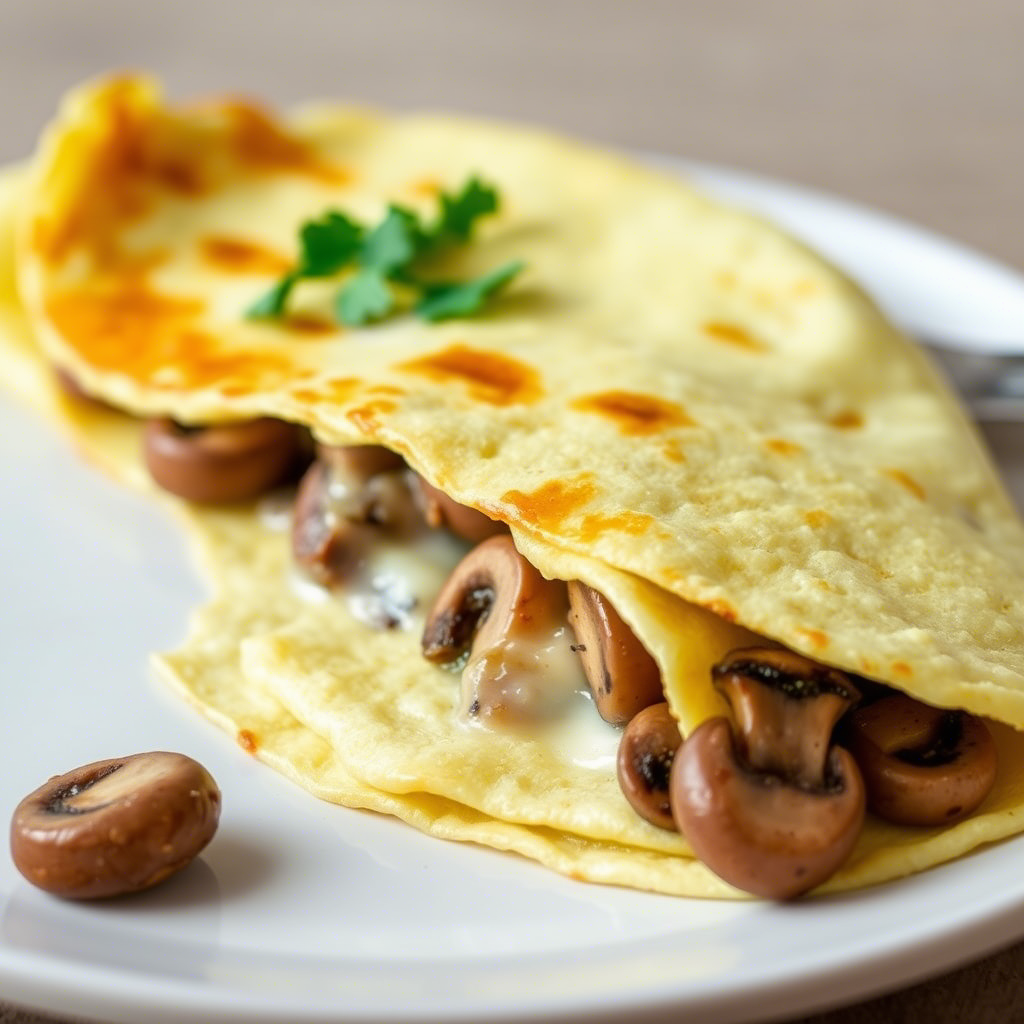 Mushroom and Low-Fat Cheese Omelette